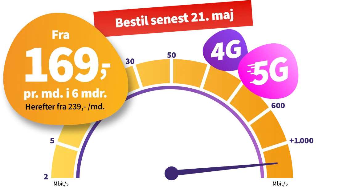 Internet fra 169 kr. i 6 måneder. Herefter fra 229 kr.